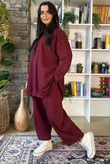 Scamp Raw Seam Funnel Neck Top Burgundy
